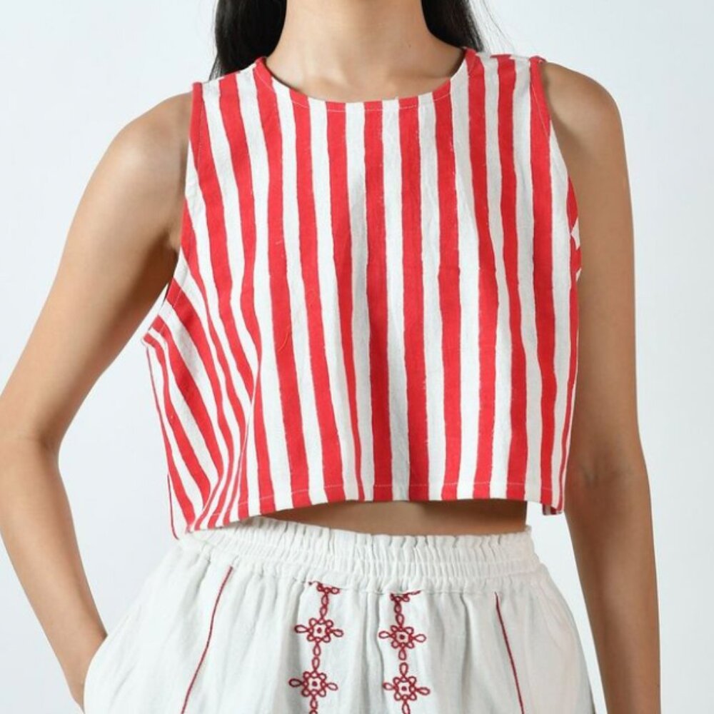Cherry Cane Tie Back (Crop) Blouse - Picture 4 of 8